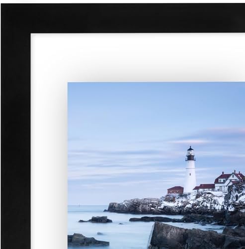 Americanflat 8.5x11 Floating Picture Frame with Polished Crystal-Clear Glass - Set of 2 - Use as 5x7 Frame or Display 4x6 Photo - Signature Float Collection - Photo Frames for Wall Display - Black