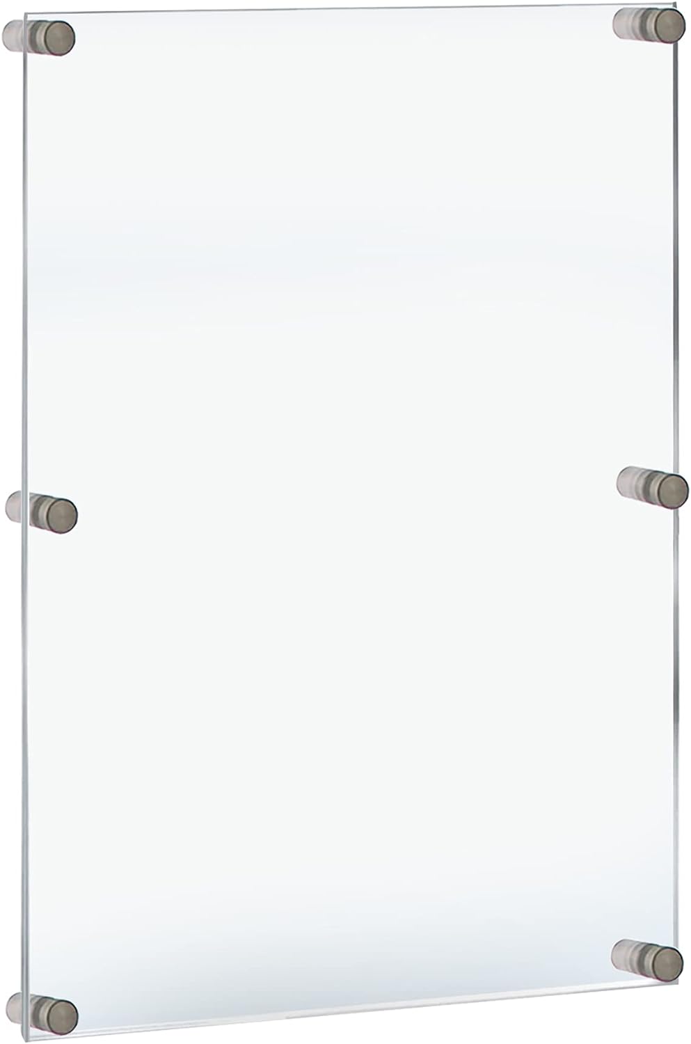 Azar Displays,105536, Floating Acrylic Wall Frame with Silver Hardware Stand Off Caps, Clear Hanging Photo Frame Display Mount with Frameless Border, Glass-Like Frame for Large Prints, 24" x 36"