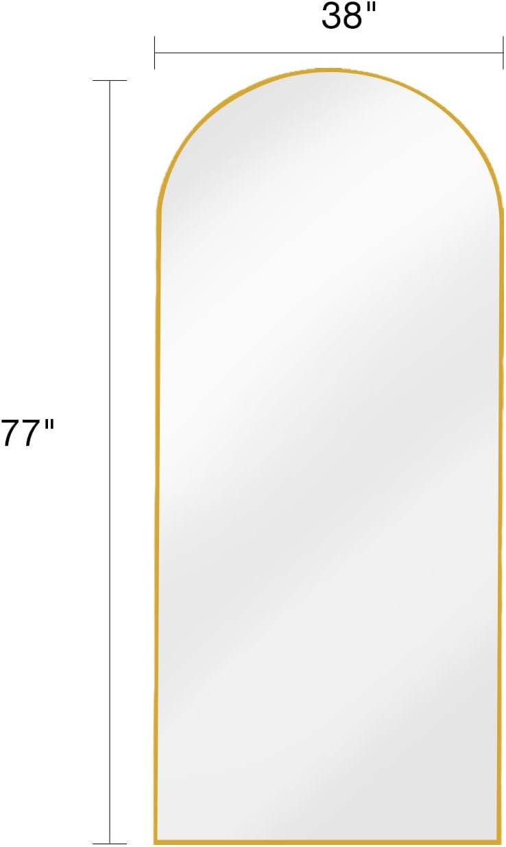 ITSRG Floor Mirror, Full Length Mirror with Stand, Arched Wall Mirror, Gold Floor Mirror Freestanding, Wall Mounted Mirror for Bedroom Living Room, Gold