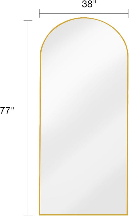 ITSRG Floor Mirror, Full Length Mirror with Stand, Arched Wall Mirror, Gold Floor Mirror Freestanding, Wall Mounted Mirror for Bedroom Living Room, Gold