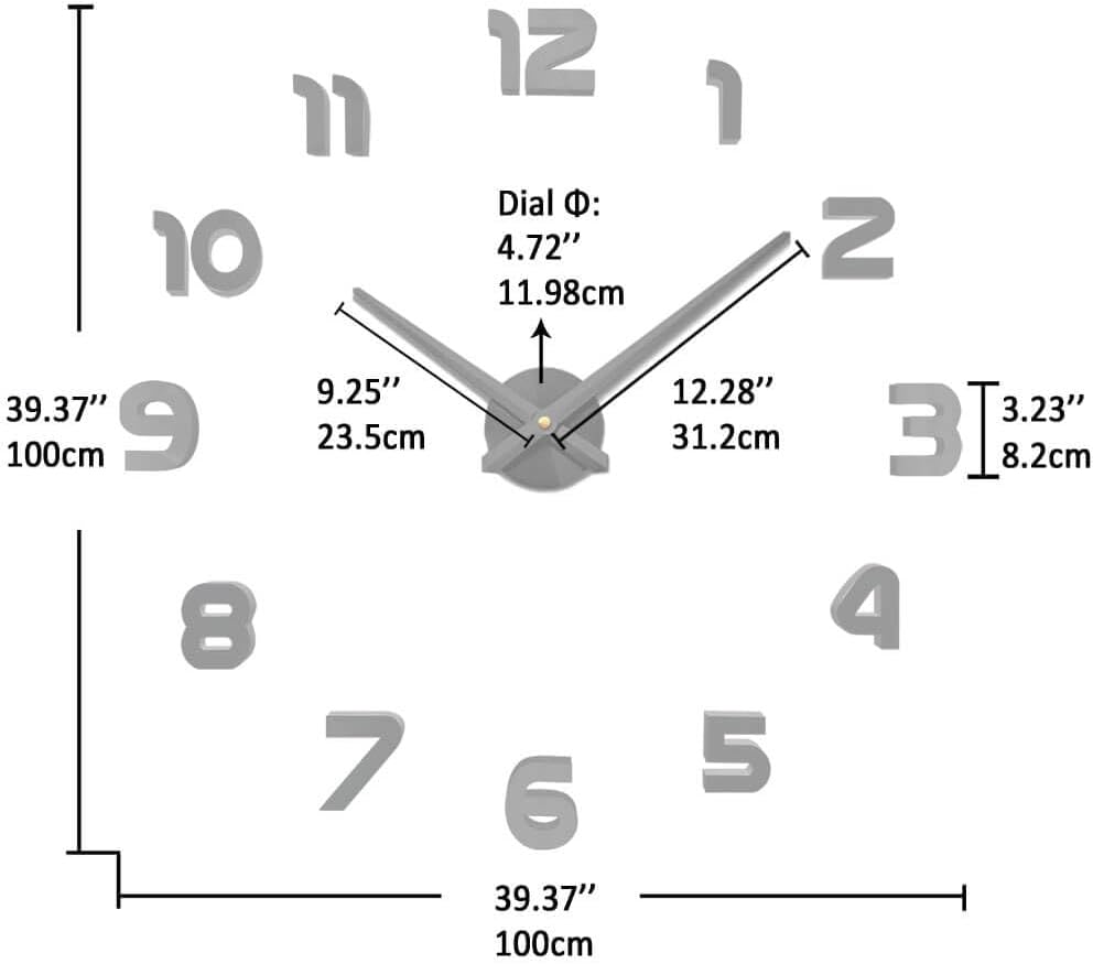 VANGOLD Large Wall Clocks for Living Room Decor, Decorative Wall Clocks Battery Operated (Black Wall Decor)