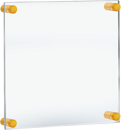 Azar Displays,105536, Floating Acrylic Wall Frame with Silver Hardware Stand Off Caps, Clear Hanging Photo Frame Display Mount with Frameless Border, Glass-Like Frame for Large Prints, 24" x 36"