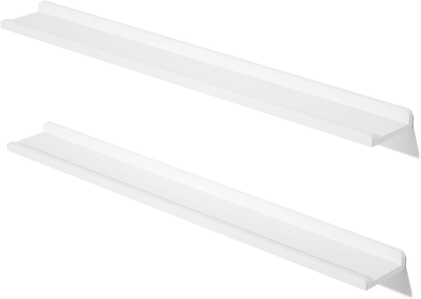 Love-KANKEI Floating Shelves Wall Mounted Set of 2, 17 Inch Rustic Wood Wall Shelves for Storage, Bedroom Living Room Bathroom Kitchen Office and More White