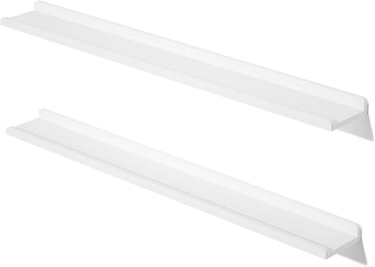 Love-KANKEI Floating Shelves Wall Mounted Set of 2, 17 Inch Rustic Wood Wall Shelves for Storage, Bedroom Living Room Bathroom Kitchen Office and More White