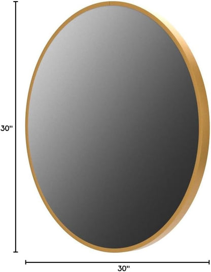 HARRITPURE Round Mirror 30 Black Wall Mounted Circle Mirrors Vanity Mirror with Brushed Aluminum Alloy Frame Modern Decoration for Bathroom, Living Room, Vanity, Bedroom, Entryway