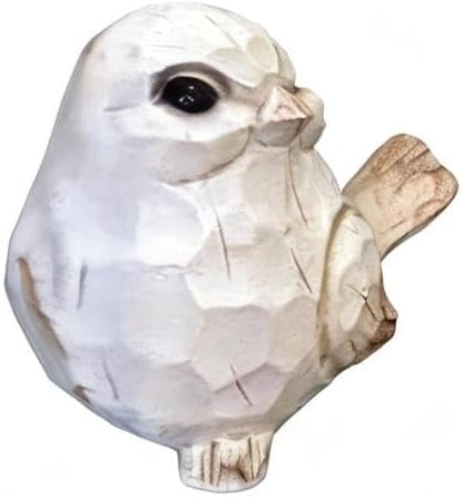 New White Modern Farmhouse Bird Figurine, Bird Statue Sculpture - Carved Rustic Distressed Animal Bird Ornaments - Home Decor Accents Collectible Bird Figurine | Spring