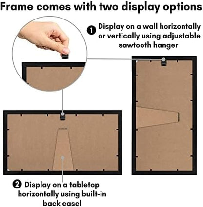 Americanflat 4x6 Collage Picture Frame with Shatter-Resistant Glass - Fits Five 4x6 Photos or Use as One 11x14 Picture Frame - Signature Collection - Collage Frames for Wall Display - Black