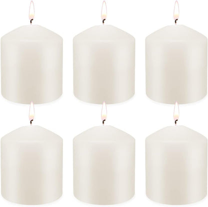 12 Pack Ivory 2x3 Inch Pillar Candles, 22 Hours Unscented Column Candles, Dripless Smokeless Unscented Candles for Home Weddings Restaurant Spa Church and Emergency