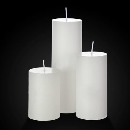 Shihanee 36 Pcs Pillar Candles and Glass Cylinder Vases Tall Cylinder Holders for Pillar Candles Wedding Centerpieces, Total 18 Sets(2.6'' X 4.7'', 5.9'', 7.9'',Clear,Ivory)