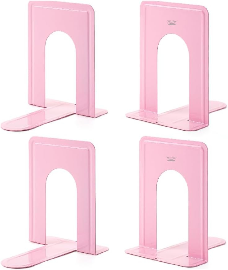 Mr. Pen- Book Ends, Black, 4 Pack, Heavy Duty Metal Bookends for Shelves, Book Holders for Shelves, Metal Bookends