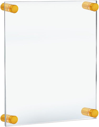 Azar Displays,105536, Floating Acrylic Wall Frame with Silver Hardware Stand Off Caps, Clear Hanging Photo Frame Display Mount with Frameless Border, Glass-Like Frame for Large Prints, 24" x 36"