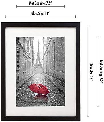 Americanflat 8x10 Picture Frame with Shatter-Resistant Glass - Use as 5x7 Frame with Mat or Display 8x10 Photo Without Mat - Signature Collection - Picture Frames for Tabletop and Wall Display - Black