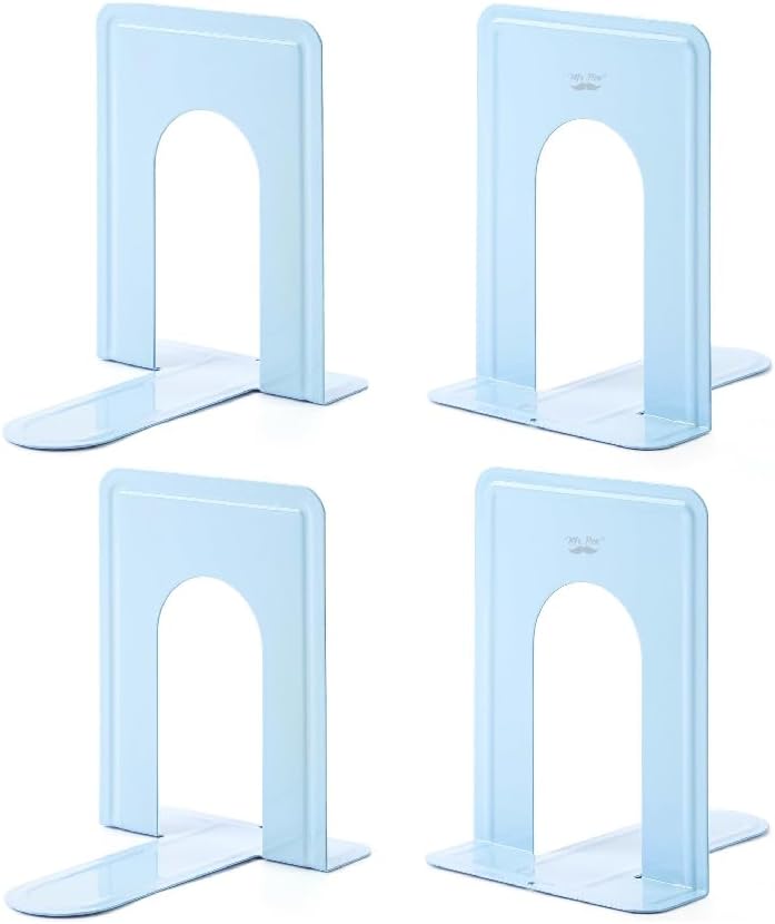 Mr. Pen- Book Ends, Black, 4 Pack, Heavy Duty Metal Bookends for Shelves, Book Holders for Shelves, Metal Bookends
