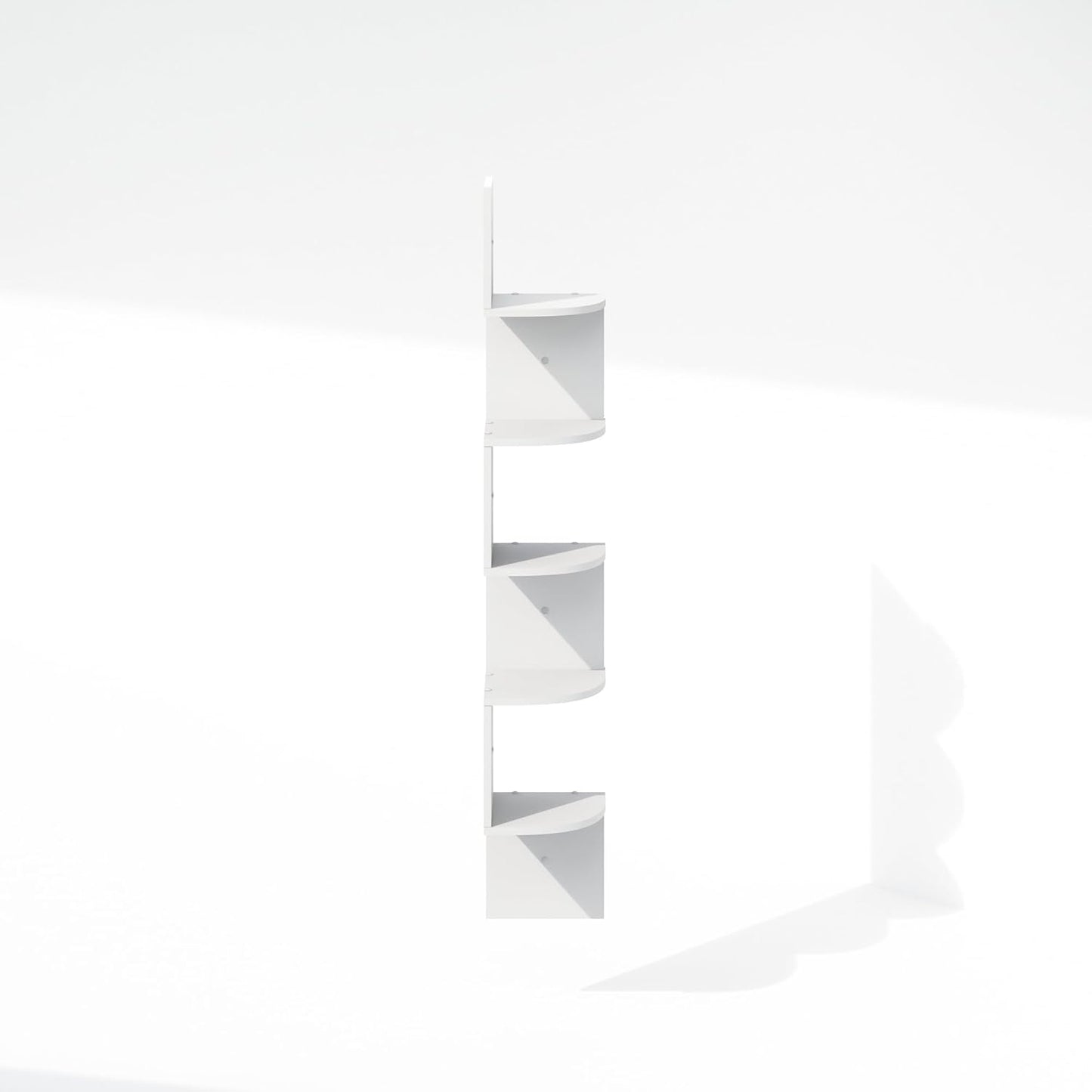 Furinno Rossi 5-Tier Wall Mount Floating Radial Corner Shelf, White