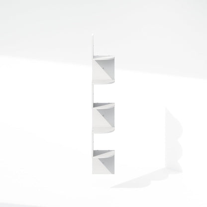 Furinno Rossi 5-Tier Wall Mount Floating Radial Corner Shelf, White