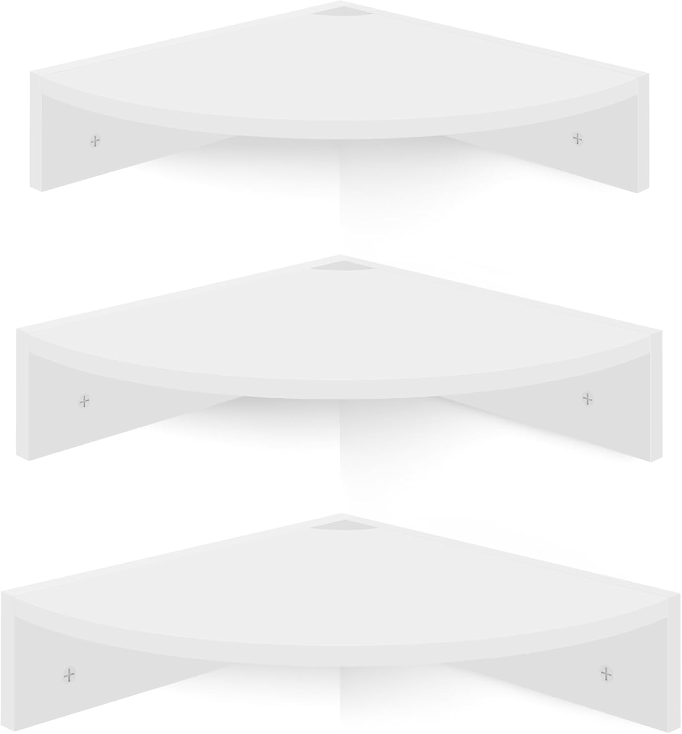 Homode Corner Shelf Wall Mount, Set of 3 Floating Corner Shelves with Cord Hole, 3 Tier Wood Wall Display Shelf, Storage for Bathroom Living Room Kitchen Bedroom, Rustic Brown and Black