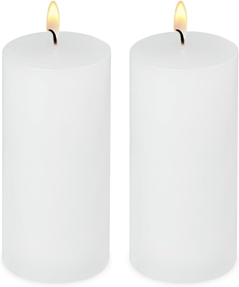 2 Pack 3x6 Inch Sage Green Unscented Pillar Candles - 70 Hour Long Burning Dripless Smokeless Candles for Home Decor Weddings Festivals Spa Meditation