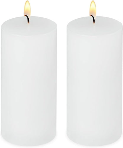 2 Pack 3x6 Inch Sage Green Unscented Pillar Candles - 70 Hour Long Burning Dripless Smokeless Candles for Home Decor Weddings Festivals Spa Meditation