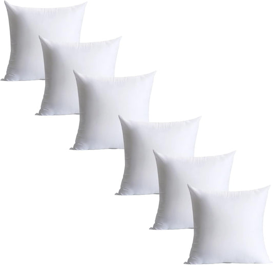 Calibrate Timing Plush and Durable Throw Pillow Inserts - 18 x 18 inches Set of 8, Hypoallergenic Polyester Fiber Fill - Perfect for Decorative Cushion Covers, Sofa and Bed Accent
