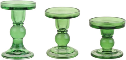 6-Piece Set of Glass Candlestick, Crystal Candlestick Holder Holder and Conical Candle, Christmas Candle Holder Decoration, Family Living Room Wedding Candle Holder (Clear 2sets)