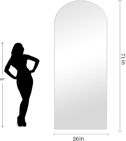 Dewfig Arched Full Length Mirror, 76"x34" Large Floor Mirror, Full Body Mirrors for Leaning or Hanging, Standing Mirrors for Bedroom, Living Room,Dressing Room, Aluminum Alloy Frame, Black