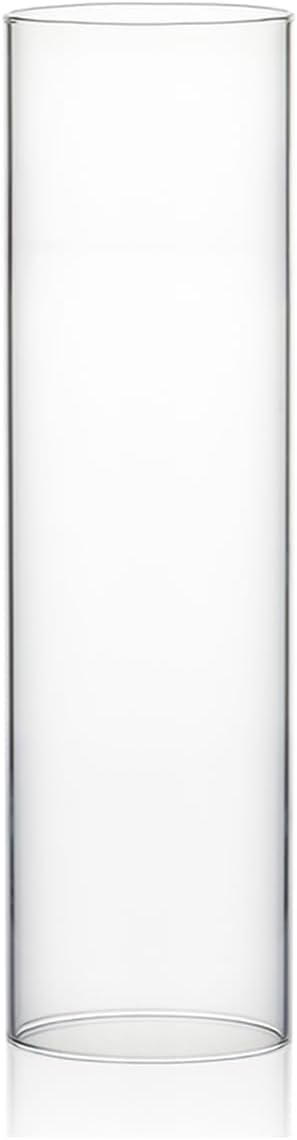 WGVI Hurricane Candle Holder Sleeve, Wide 4", Height 10", Clear Glass Cylinder Candleholder, Chimney Tube, Open Ended Candle Shade, 1 Piece - Colors B