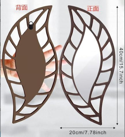 Roowest 2 Pcs Decorative Mirror Wall Decor Leaf Teardrop Mirror Wall Mounted Decorations for Living Room Bedroom Bathroom Vanity Entryway Office(Black)