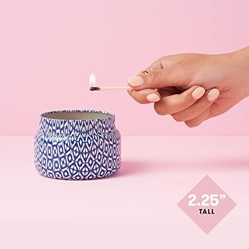 Capri Blue Volcano Printed Travel Tin Jar Candle - Luxury Candle with a Long Lasting Soy Wax Blend - Scented with Tropical & Fruity Fragrance (White Color, 8.5 oz)