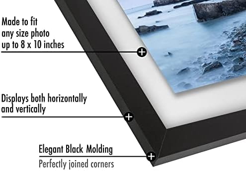 Americanflat 8.5x11 Floating Picture Frame with Polished Crystal-Clear Glass - Set of 2 - Use as 5x7 Frame or Display 4x6 Photo - Signature Float Collection - Photo Frames for Wall Display - Black