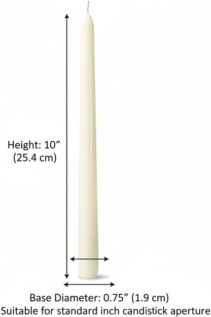 4 Pack White Taper Candles丨Taper Candles 10 Inch Dripless丨Unscented & Smokeless Candlesticks Bulk丨7-8 Hours Long Burning Tall Candles丨Ideal for Christmas Weddings Parties Dinner