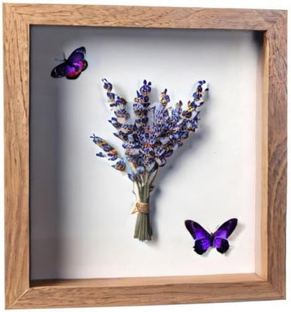 FrameWorks 11” x 14” Dark Oak Wooden Shadow Box Frame – Display Case with Soft Felt Back, Memory Box with Tempered Glass, Display Box with Elegant White Ball Push Pins, Wooden Flower Box