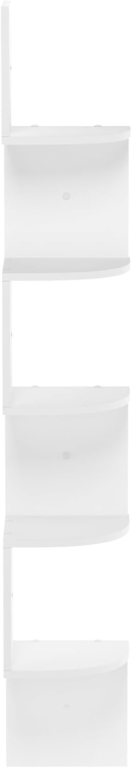 Furinno Rossi 5-Tier Wall Mount Floating Radial Corner Shelf, White