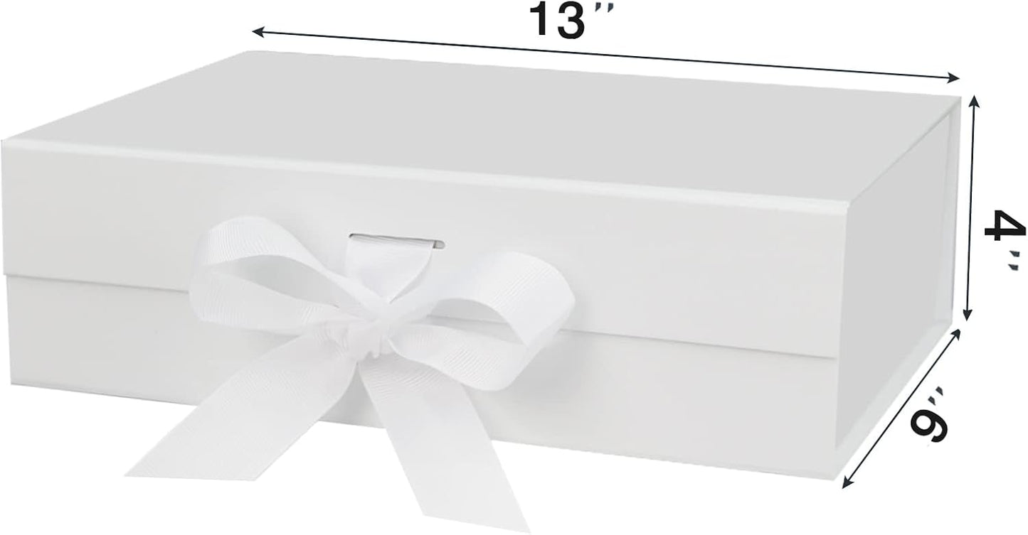 DaiUni 10.5"X7.5"X3.1" Pink Magnetic Gift Box with Lid and Ribbon for Presents