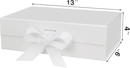 DaiUni 10.5"X7.5"X3.1" Pink Magnetic Gift Box with Lid and Ribbon for Presents