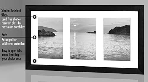 Americanflat 4x6 Collage Picture Frame with Shatter-Resistant Glass - Fits Five 4x6 Photos or Use as One 11x14 Picture Frame - Signature Collection - Collage Frames for Wall Display - Black