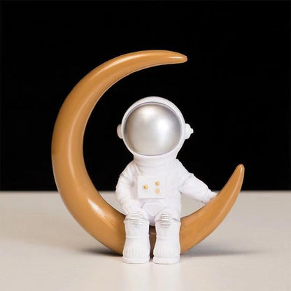 Blue White Astronaut Statues Set of 4, Spaceman Sculpture Figurines Outer Space Theme Decor for Nursery Room Cake Topper