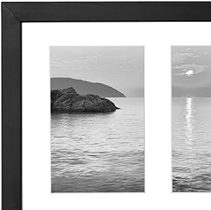 Americanflat 4x6 Collage Picture Frame with Shatter-Resistant Glass - Fits Five 4x6 Photos or Use as One 11x14 Picture Frame - Signature Collection - Collage Frames for Wall Display - Black