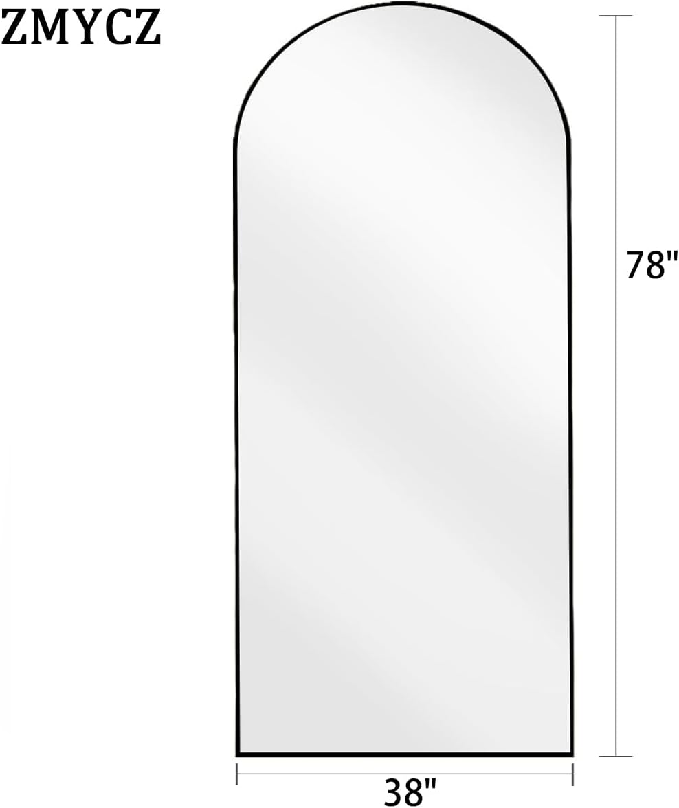 Mirror Full Length, 71"x26" Arched Full Length Mirror, Arch Mirror with Stand, Large Standing Mirrors, Oversized Full Body Mirrors with Aluminum Frame for Bedroom, Living Room (White)