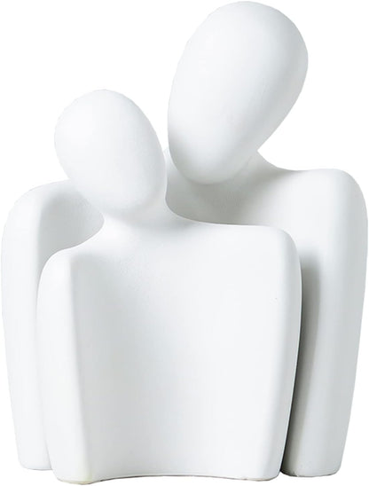 Couple Statue for Home Decor,Hugging Couple Figurines,Valentines Decor,Modern Romantic Sculptures for Living Room Bedroom Office(White+Black)