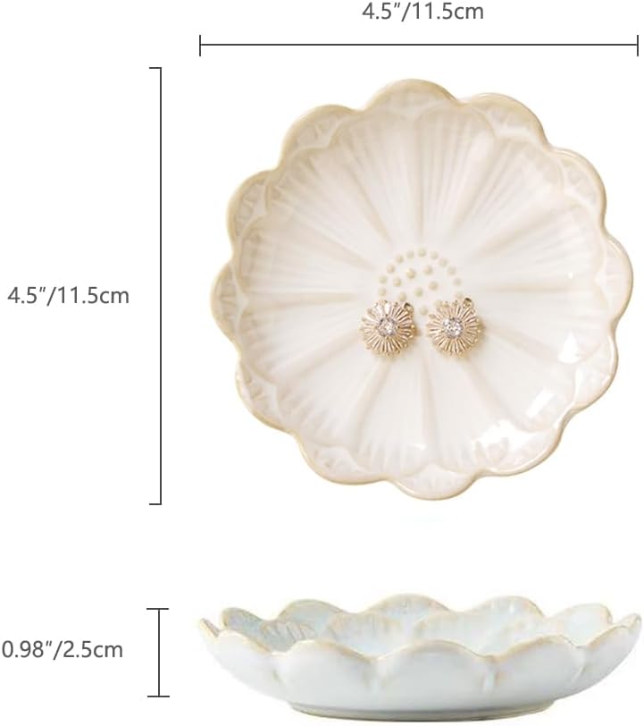 JAMEND CLXP Lotus Leaf Shape Decorative Ring Tray, Small Key Bowl, Ceramic Trinket Tray Jewelry Dish Organizing Necklace Earrings, Home Decoration for Mom Best Friend Sister, Pink.