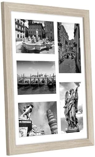 Americanflat 4x6 Collage Picture Frame with Shatter-Resistant Glass - Fits Five 4x6 Photos or Use as One 11x14 Picture Frame - Signature Collection - Collage Frames for Wall Display - Black