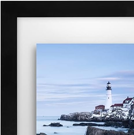 Americanflat 8.5x11 Floating Picture Frame with Polished Crystal-Clear Glass - Set of 2 - Use as 5x7 Frame or Display 4x6 Photo - Signature Float Collection - Photo Frames for Wall Display - Black