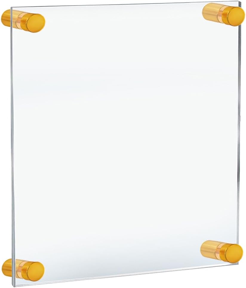 Azar Displays,105536, Floating Acrylic Wall Frame with Silver Hardware Stand Off Caps, Clear Hanging Photo Frame Display Mount with Frameless Border, Glass-Like Frame for Large Prints, 24" x 36"