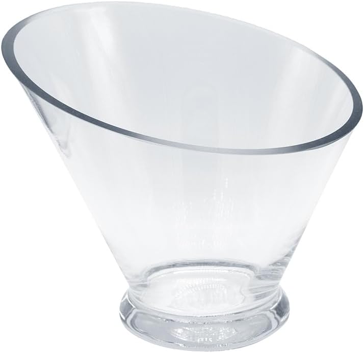 WGVI Clear Slant Cut Bowl Glass Vase, Glass Terrarium, Candy Dish, Glassware, Slant Open: 7". Height: 6" x 2.7". Base: 4" (1 Piece)