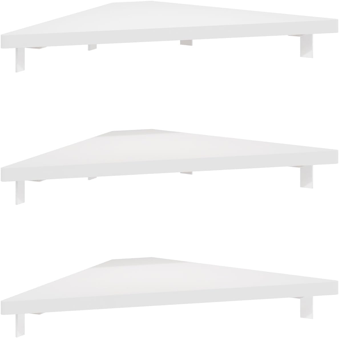 Furinno Rossi 5-Tier Wall Mount Floating Radial Corner Shelf, White