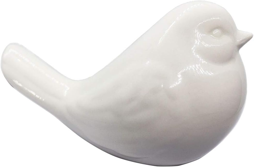New White Modern Farmhouse Bird Figurine, Bird Statue Sculpture - Carved Rustic Distressed Animal Bird Ornaments - Home Decor Accents Collectible Bird Figurine | Spring