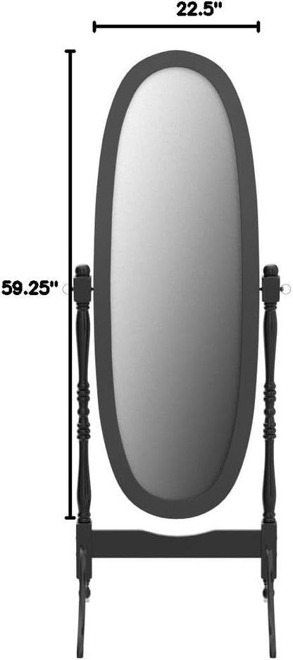 Roundhill Furniture Traditional Queen Anna Style Wood Floor Cheval Mirror, Cherry Finish