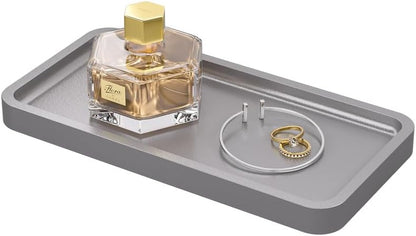 Bathroom Vanity Tray for Countertop - Bamboo Organizer Tray for Dresser Tops, Toilet, Perfume Small Decorative Tray Wood Tray for Home Decoration 11.81” L x 6.1” W x 0.79” H Black