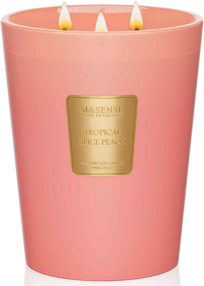 M&SENSE Jasmine Candles Highly Scented 3 Wick 35oz 150 Hours Burn Extra Large Jar Candles for Women, Natural Soy Wax Aromatherapy Candle for Stress Relief, Meditation, Yoga, Spa - Colors B