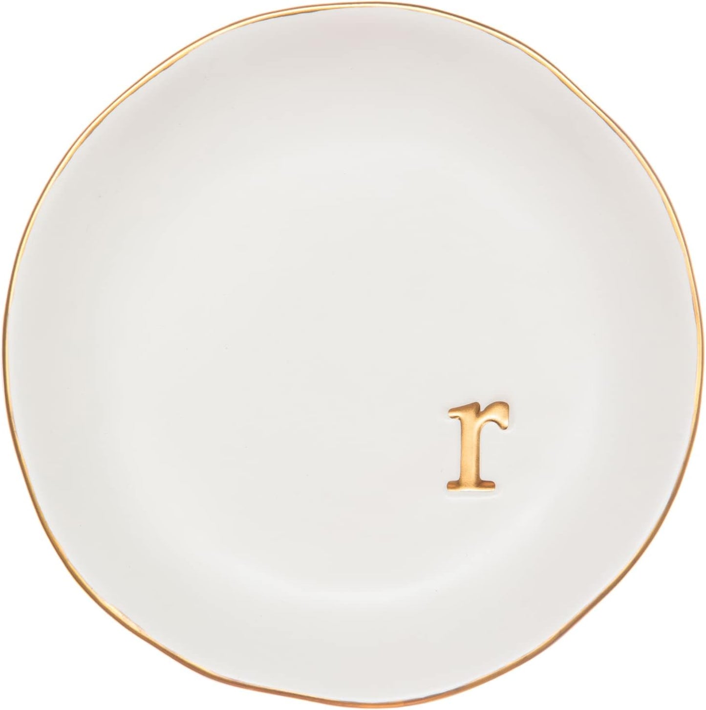 COLLECTIVE HOME - Ceramic Jewelry Tray, Decorative Trinket Dish for Rings Earrings Necklaces Bracelet Watch Keys, Birthday Mother's Day Christmas Gift for Women, 4.75", White Surface (M)